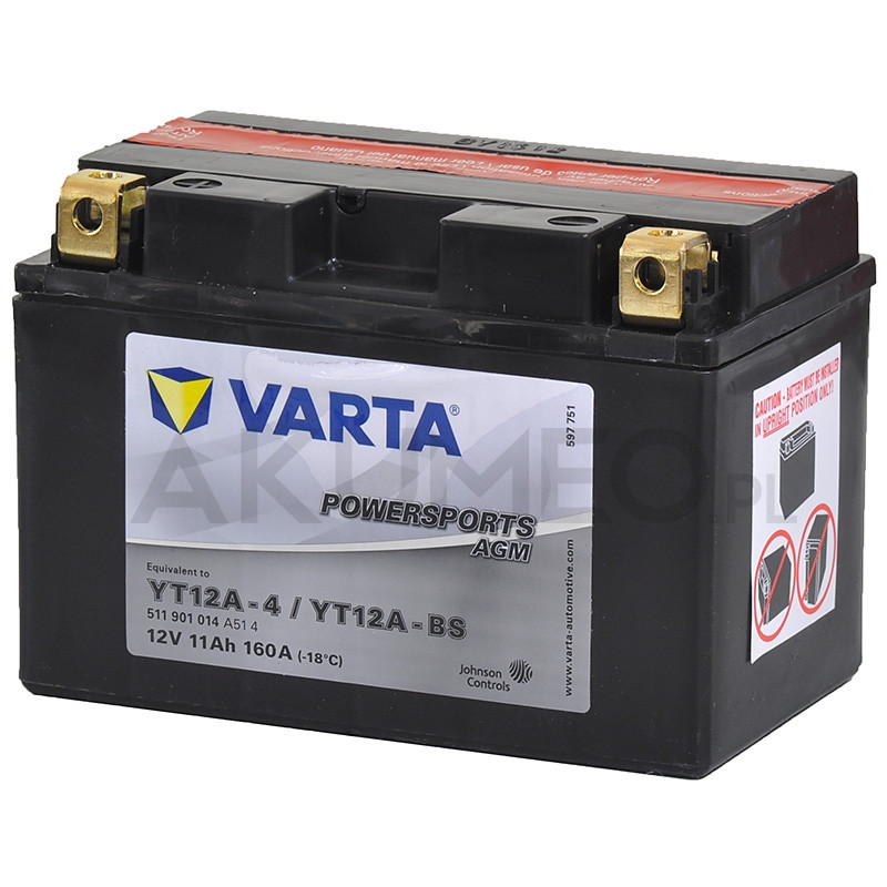 Varta YT12A-BS Motorradbatterie AGM 12V 11Ah YT12A-4