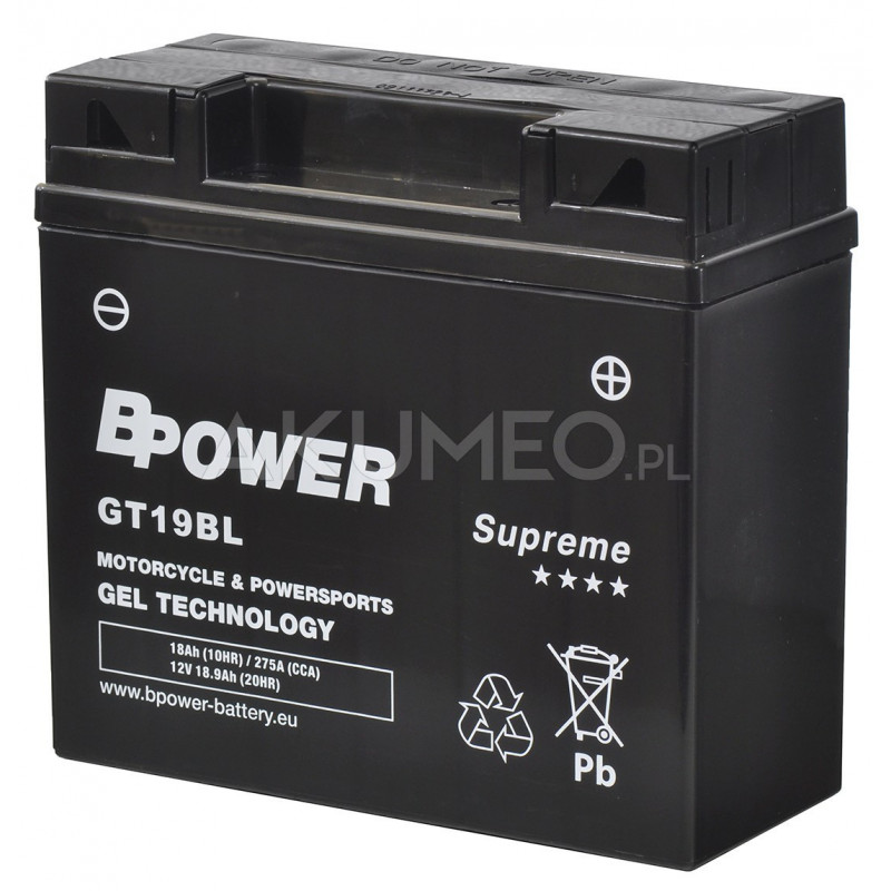Akumulator żelowy BPower Supreme Gel GT19BL 12V 18Ah 275A prawy+ | sklep  Akumeo