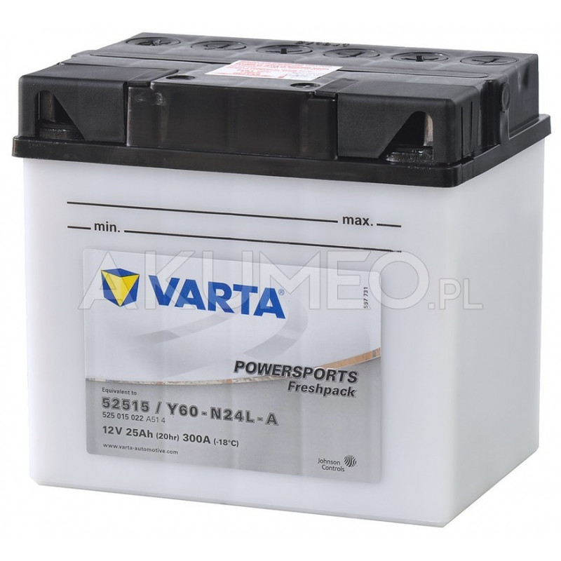 Akumulator Varta Powersports Y60-N24L-A 12V 25Ah (20hr) 300A prawy+ oP |  sklep Akumeo