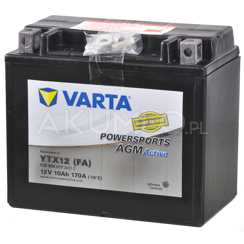 BATTERIE MOTO VARTA AGM ACTIVE YTX12(FA) 12V 10AH 170A