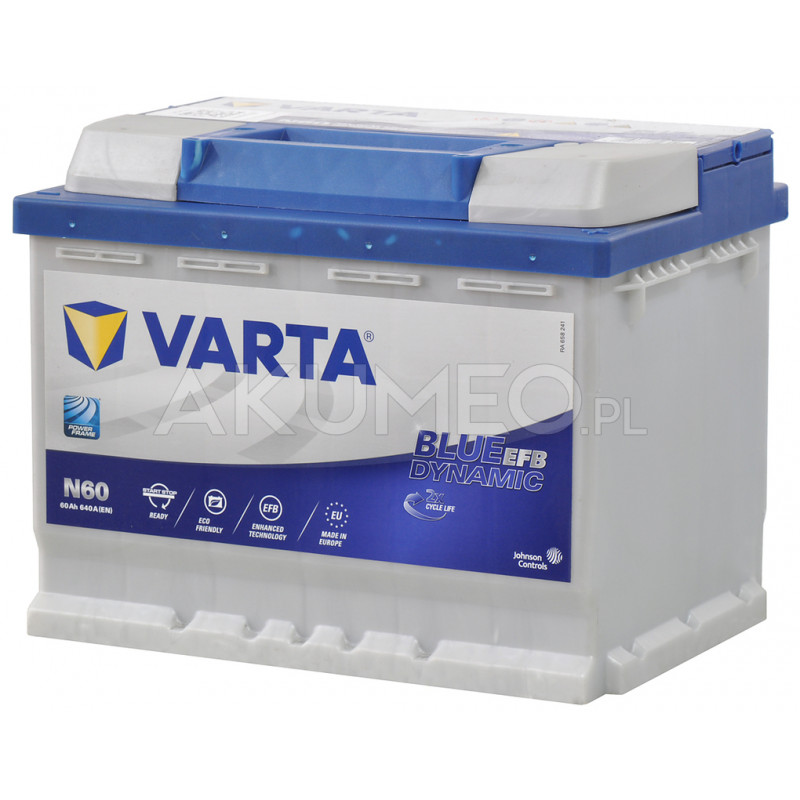 Akumulator Varta Blue Dynamic EFB N60 12V 60Ah 640A prawy+ | sklep Akumeo