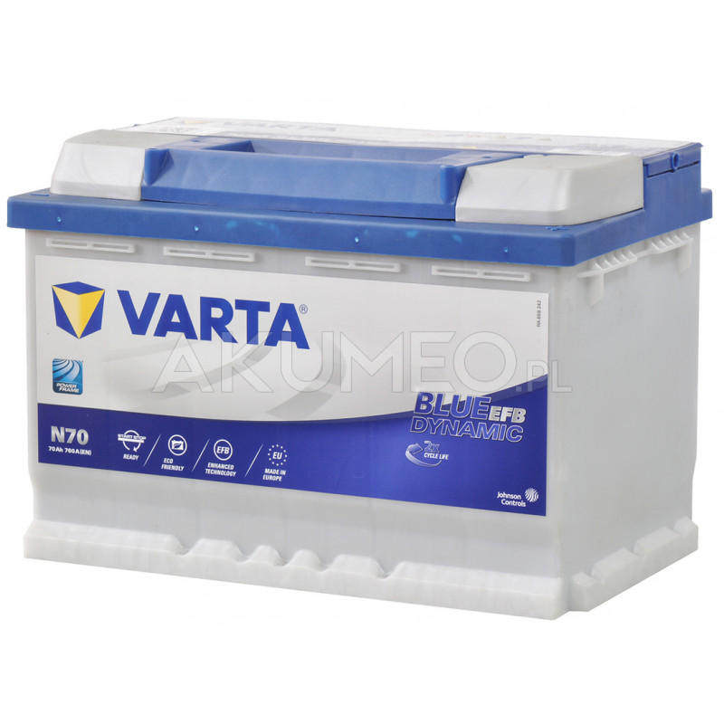 Akumulator Varta Blue Dynamic EFB N70 12V 70Ah 760A prawy+ | sklep Akumeo