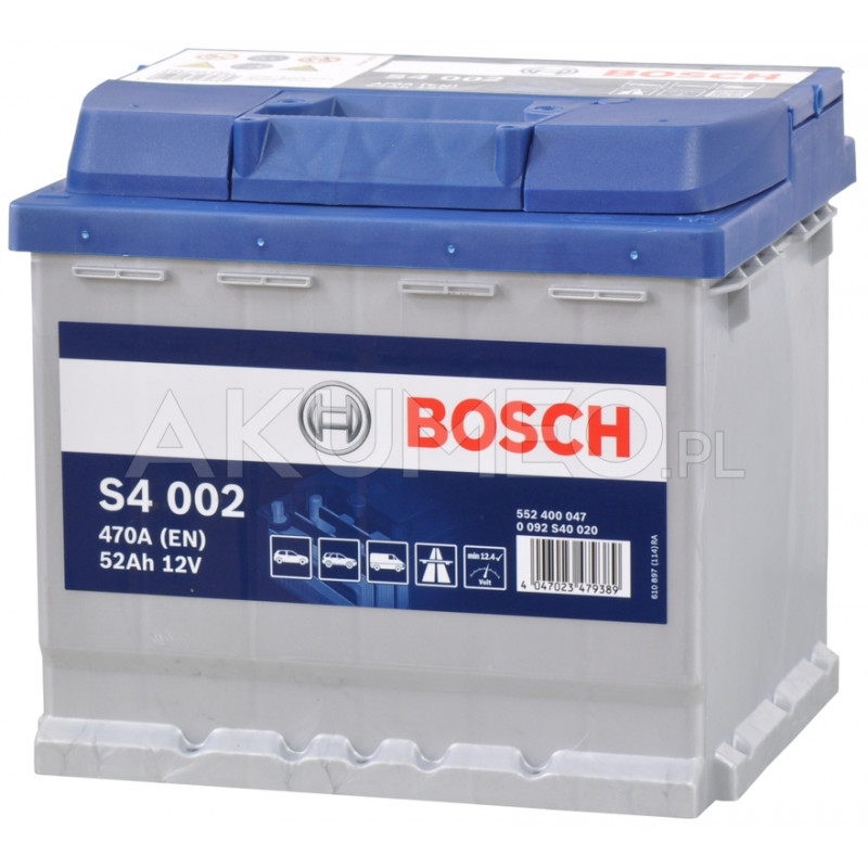 Akumulator Bosch S4 002 12V 52Ah 470A prawy+