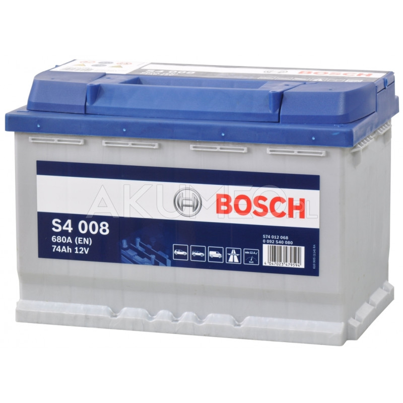 Akumulator Bosch S4 008 12V 74Ah 680A Prawy+ | Sklep Akumeo | Sklep Akumeo