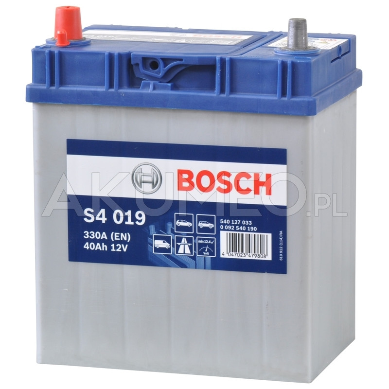 Akumulator Bosch S4 019 12V 40Ah 330A JAP lewy+ Akumulator Bosch S4 019 12V 40Ah 330A JAP lewy+