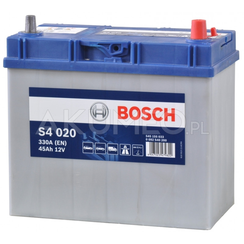 Akumulator Bosch S4 020 12V 45Ah 330A JAP prawy+