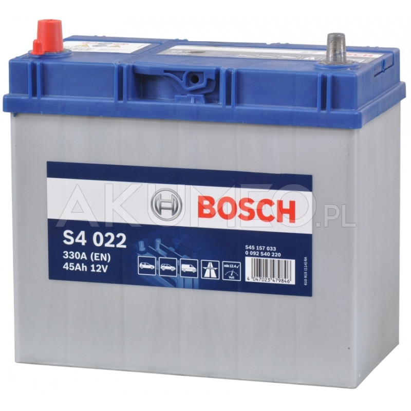 Akumulator Bosch S4 022 12V 45Ah 330A JAP lewy+