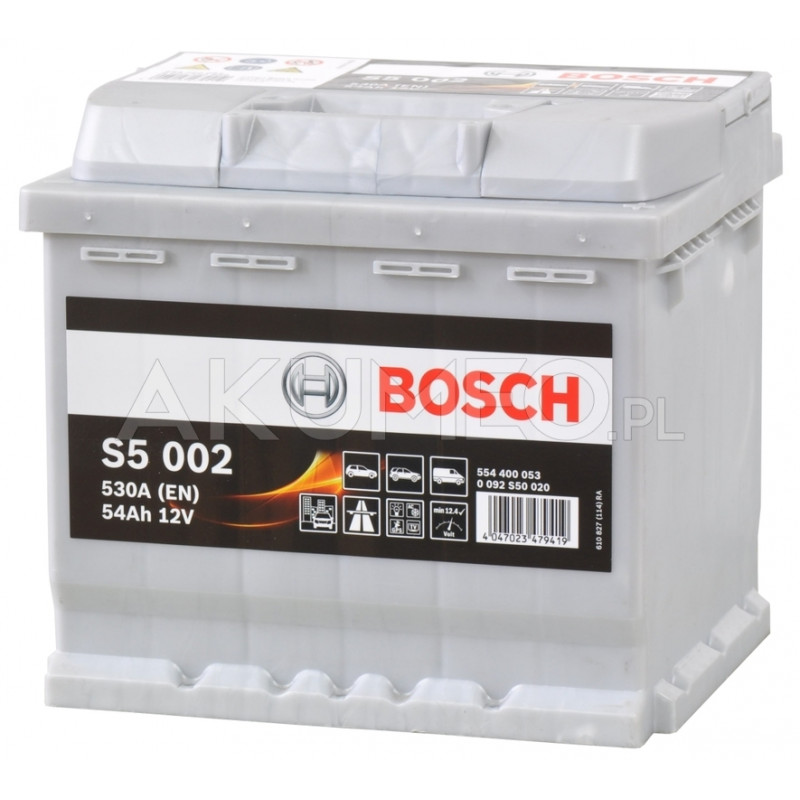 Akumulator Bosch S5 002 12V 54Ah 530A prawy+ Akumulator Bosch S5 002 12V 54Ah 530A prawy+