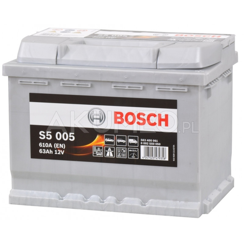 Akumulator Bosch S5 005 12V 63Ah 610A prawy+