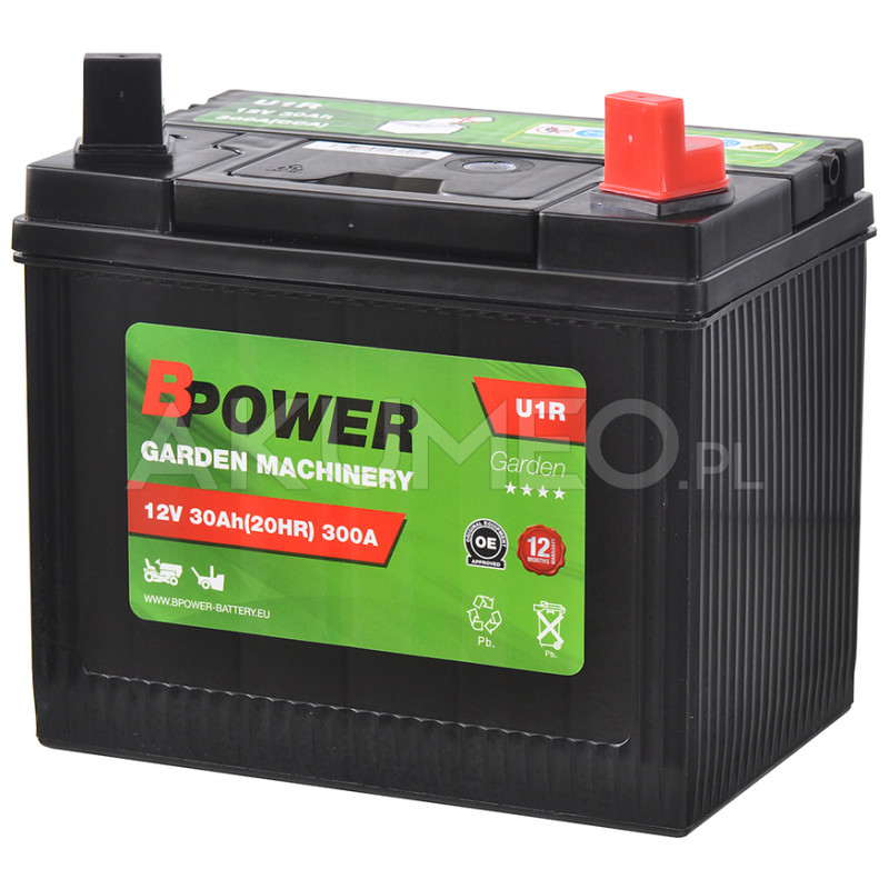 Akumulator BPower Garden U1R 12V 30Ah 270A prawy+