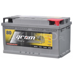 Akumulator GROM Premium 12V 80Ah 740A prawy+