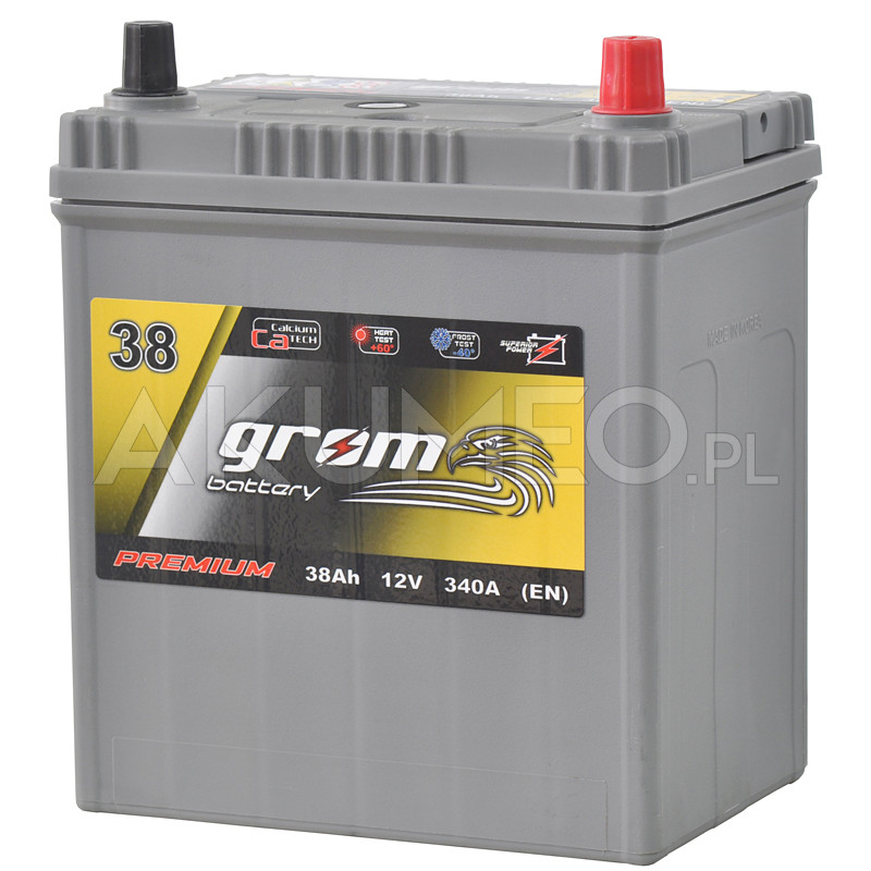 Akumulator GROM Premium 12V 38Ah JAP 340A prawy+
