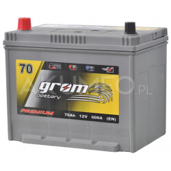 Akumulator GROM Premium 12V 70Ah JAP 600A lewy+