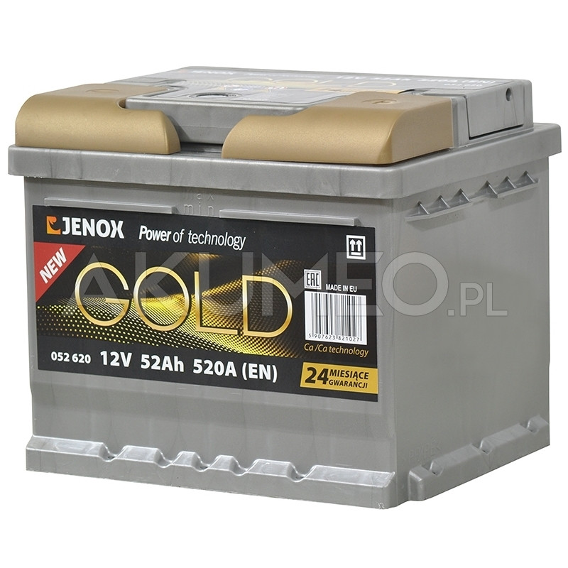 Akumulator Jenox Gold 12V 52Ah 520A prawy+ Akumulator Jenox Gold 12V 52Ah 520A prawy+