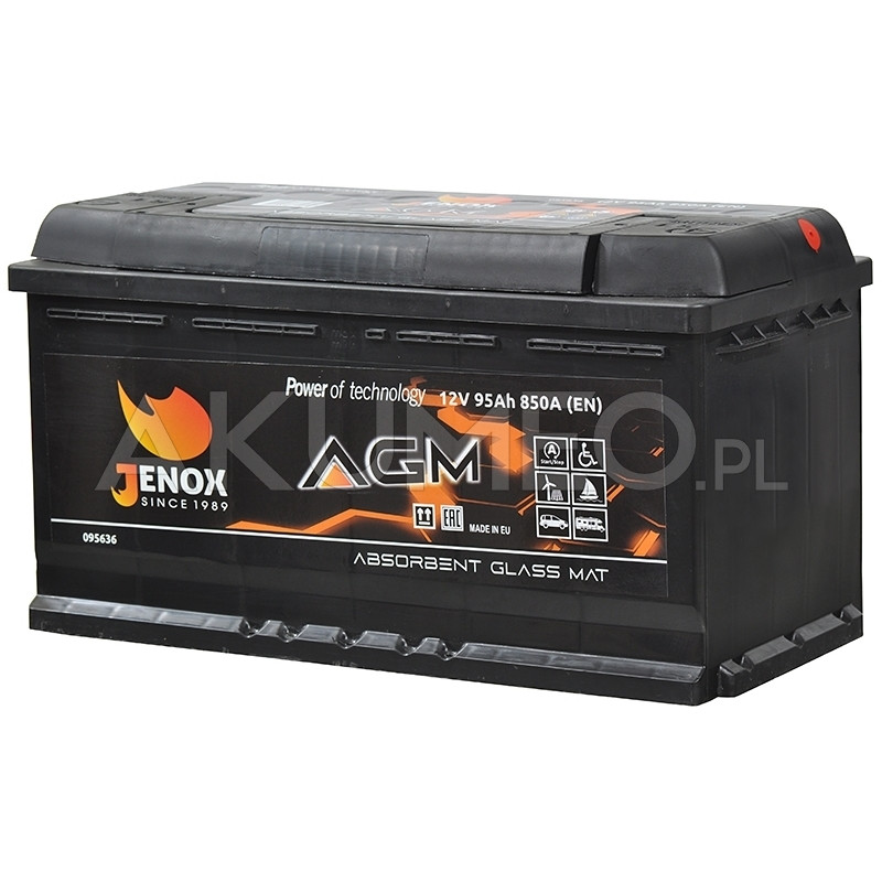 Akumulator Jenox AGM 12V 95Ah 850A prawy+ Akumulator Jenox AGM 12V 95Ah 850A prawy+
