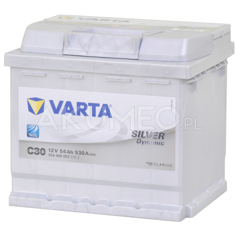 Akumulator Varta Silver Dynamic C30 12V 54Ah 530A 554 400 053 prawy+