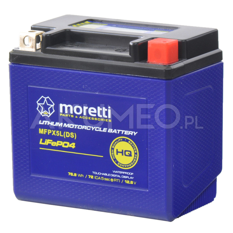 Akumulator litowo-jonowy MORETTI MFPX5L 12V 6Ah 60A prawy+ Akumulator litowo-jonowy MORETTI MFPX5L 12V 6Ah 60A prawy+