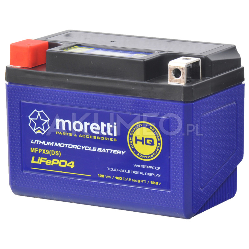 Akumulator litowo-jonowy MORETTI MFPX9 12V 10Ah 110A prawy+
