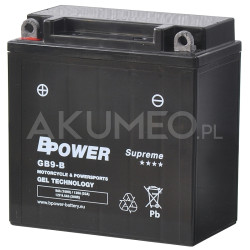 Akumulator żelowy BPower Supreme Gel GB9-B 12V 9Ah 130A prawy+