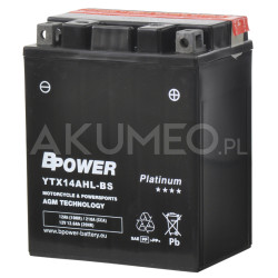 Akumulator BPOWER AGM CBTX14AHL-BS 12V 12.6Ah 210A prawy+