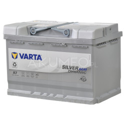 Akumulator Varta Silver Dynamic AGM A7 12V 70Ah 760A prawy+