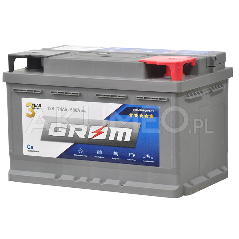 Akumulator GROM Premium 12V 74Ah 680A prawy+