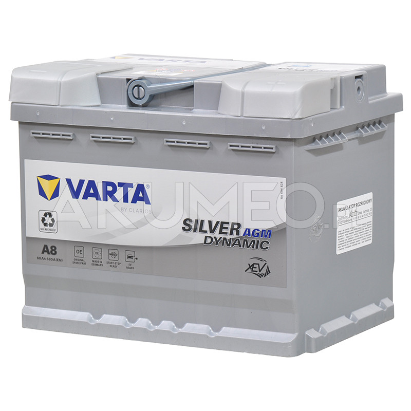 Akumulator Varta Silver Dynamic AGM A8 12V 60Ah 680A prawy+