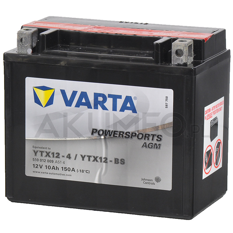Akumulator Varta Powersports AGM YTX12-BS 12V 10Ah 150A lewy+ | sklep Akumeo