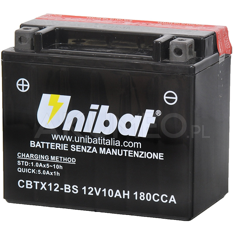 Akumulator UNIBAT AGM CBTX12-BS 12V 10Ah 180A lewy+ | sklep Akumeo