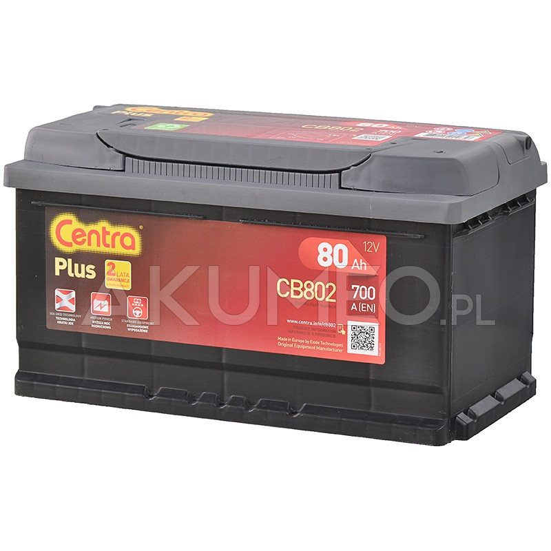 Akumulator Centra Plus CB802 12V 80Ah 700A prawy+ | sklep Akumeo