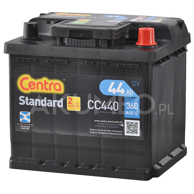 Akumulator Centra Standard Cc440 12V 44Ah 360A Prawy+ | Sklep Akumeo