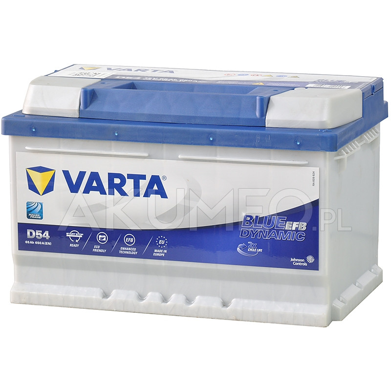 Akumulator Varta Blue Dynamic EFB D54 12V 65Ah 650A prawy+ Akumulator Varta Blue Dynamic EFB D54 12V 65Ah 650A prawy+