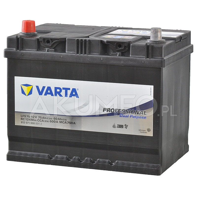 Akumulator Varta Professional Dual Purpose 12V 75Ah 600A lewy+ | sklep  Akumeo